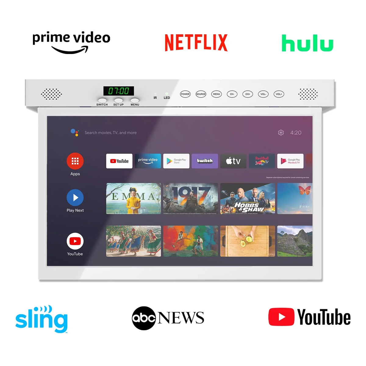15.6 inch Smart Kitchen , 1080P  Under Cabinet , Smart Android  Built-in Google Play, Support Google Assistant WiFi Bluetooth