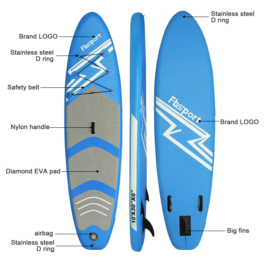 11 Ft  Thickening Inflatable Stand Up Paddle Board w/Complete Accessories & Carry Bag, Surf Control, Non-Slip Deck, Standing Boat Surfboard