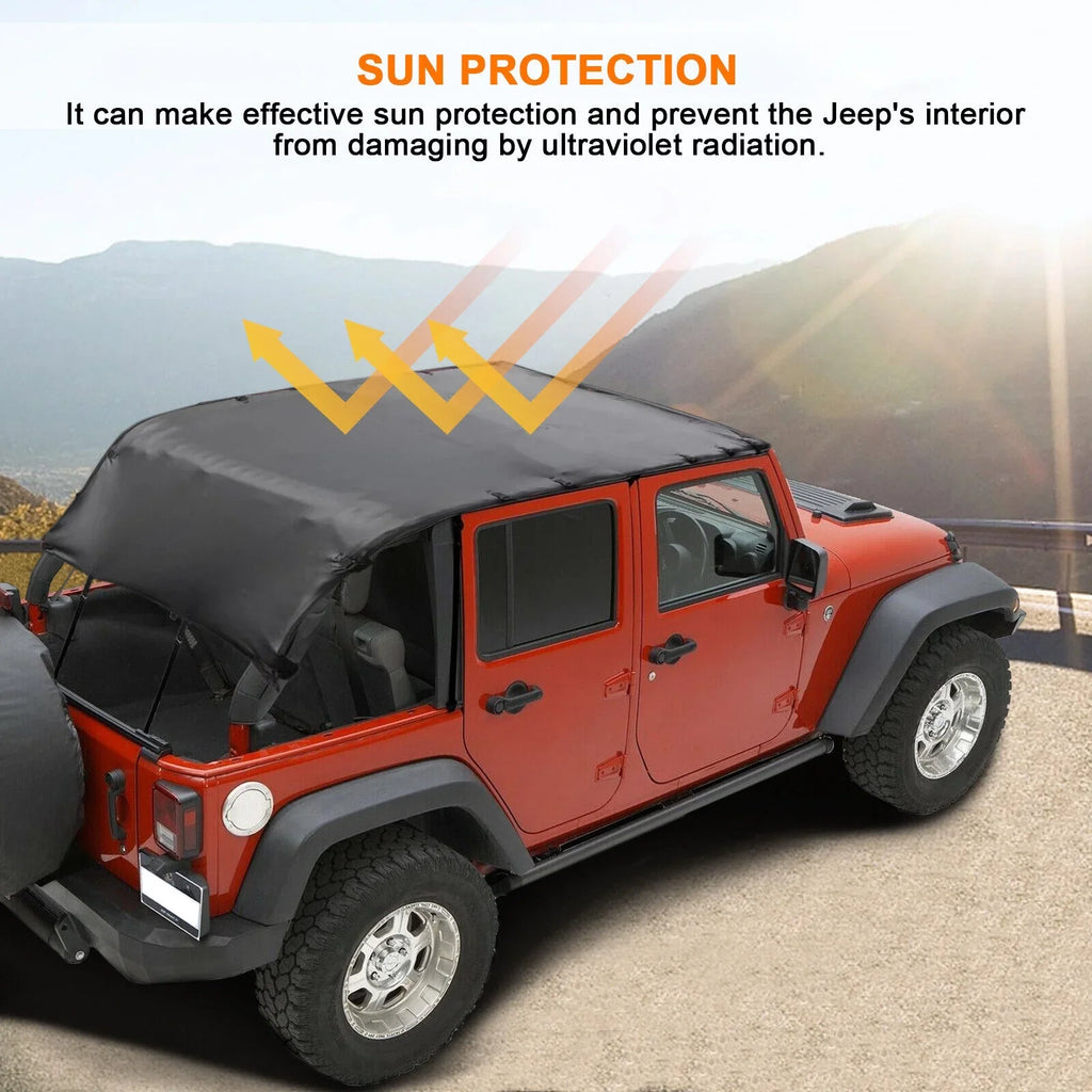 Soft Top Bikini Top Cover for Jeep Wrangler  2007-2017 2-Door Extended  Leather Anti- Top Roof Black
