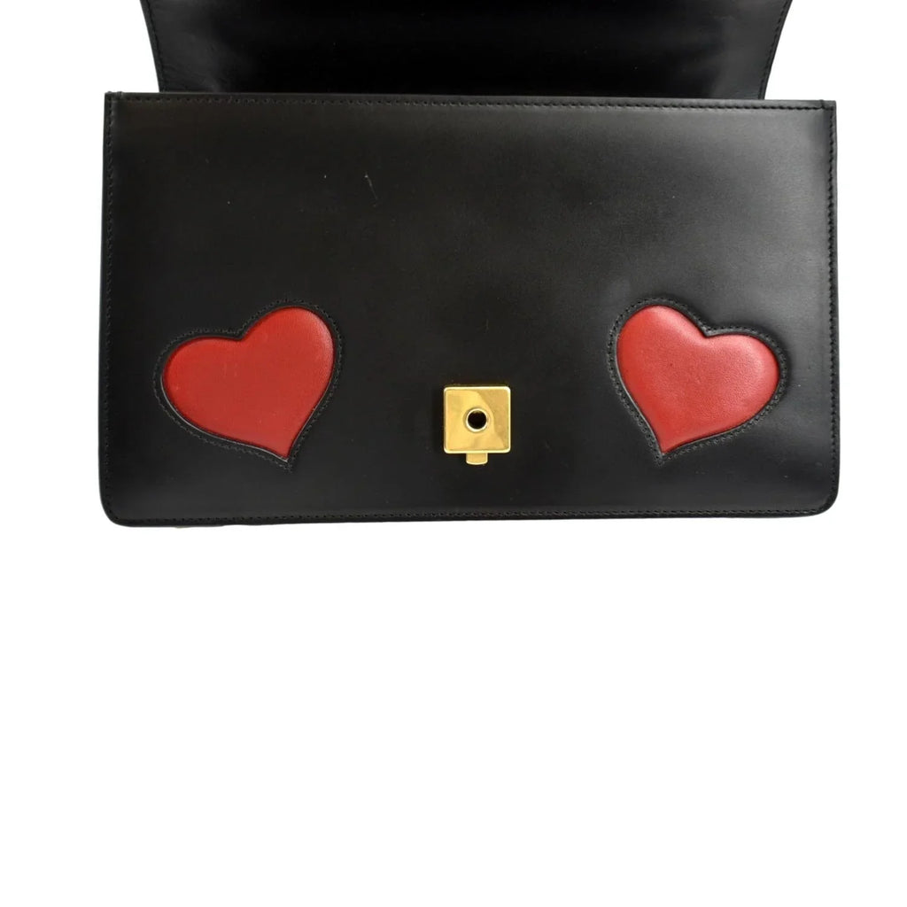 Pre-owned  Knight Malaga Kid Heart Medium Leather Crossbody Bag Black 431777