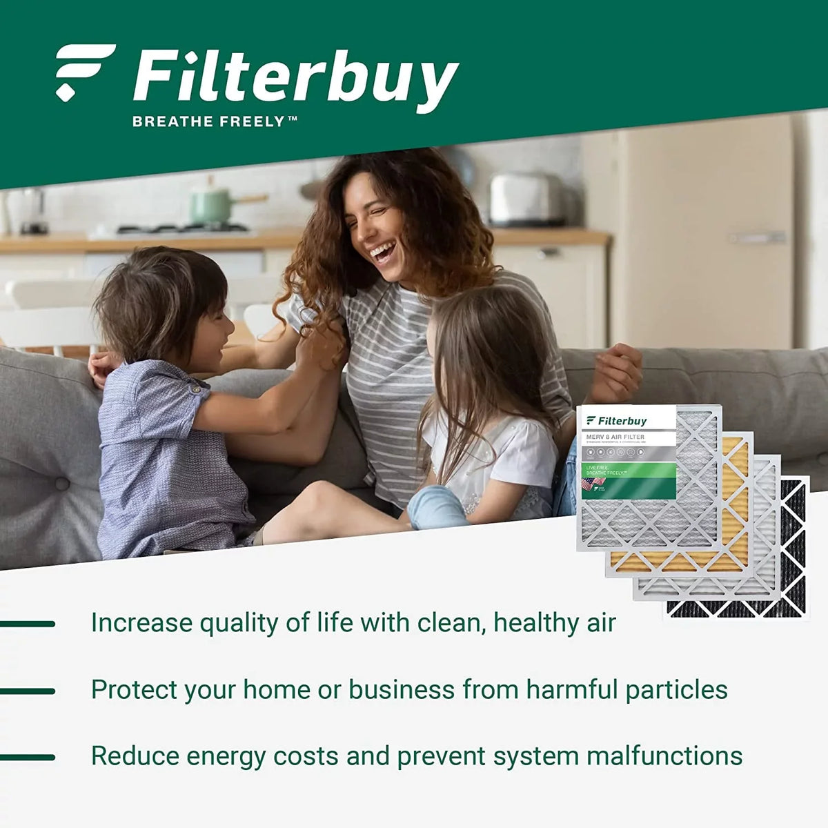 Filterbuy 18x24x2  13 Pleated   Furnace Air Filters (4-Pack)