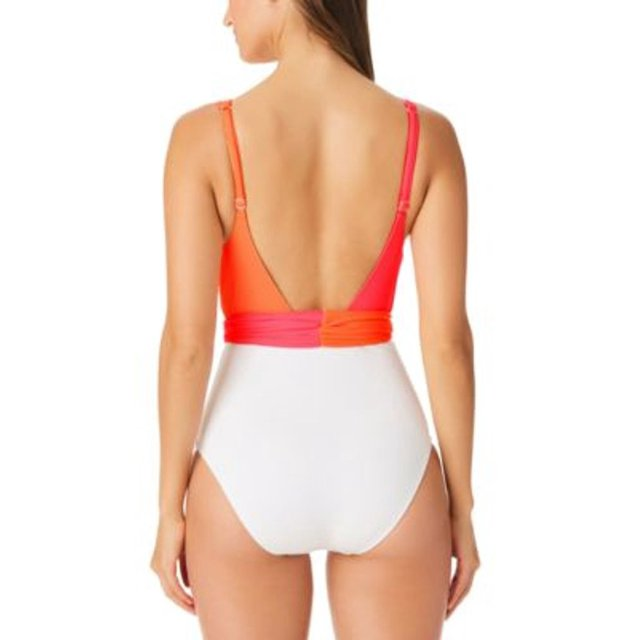 Sanctuary   Colorblocked Tie-Front One-Piece Swimsuit,  Large