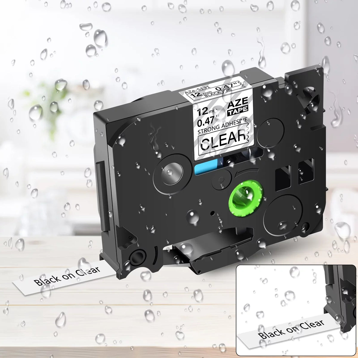 100PK Compatible for Brother P-touch Black on Clear 12mm  TZe TZe-S131 -S131 -131 TZe-131 Extra Strength Laminated Label Tape
