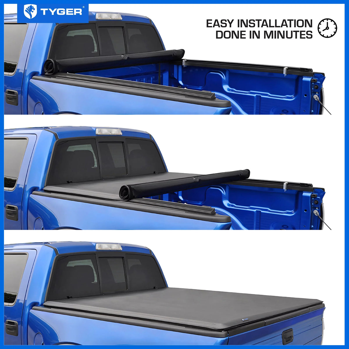 Tyger Auto T1 Soft Roll-up Truck Bed Tonneau Cover Compatible with 2022-2023 Nissan Frontier | 5' Bed | -BC1N9057 | Vinyl
