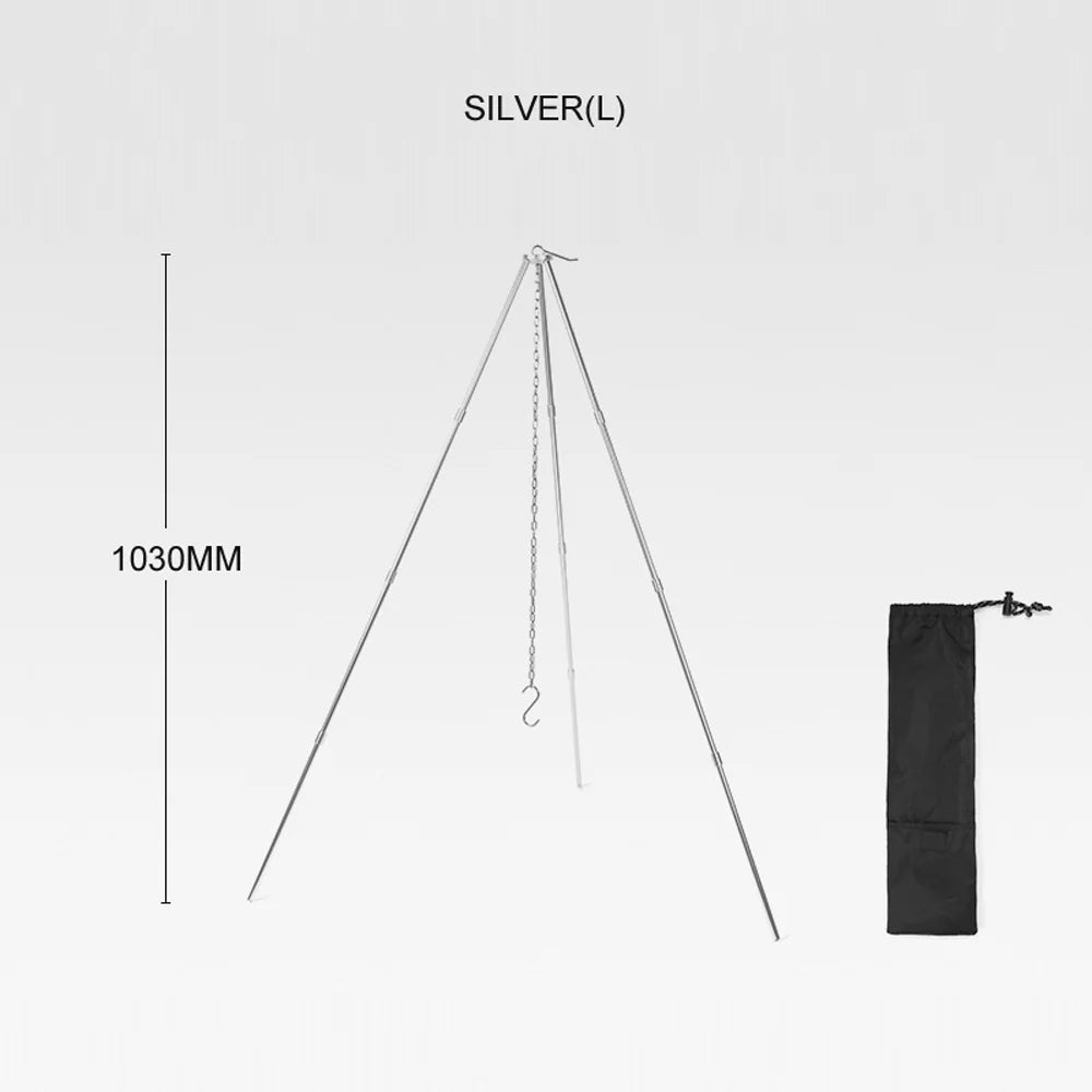 Arealer Detachable Campfire Tripod Bonfire Rack Portable Aluminum Alloy Hung Pot Stand Folding Bracket for Camping Picnic
