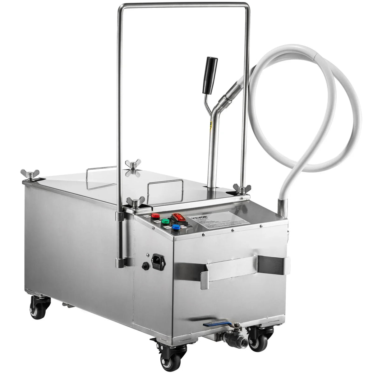 116 lbs Mobile Fryer Filter, 300W Oil Filtration System with Pump and Hose at 110V