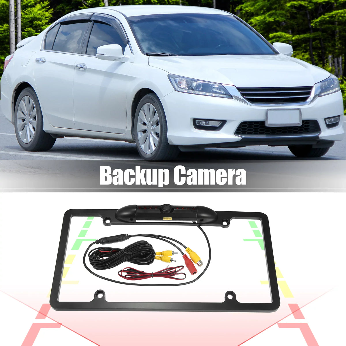 12V 480P Universal Wide Angle Backup License Plate Backup Camera Vision Rear View Camera for Car IP68 Waterproof
