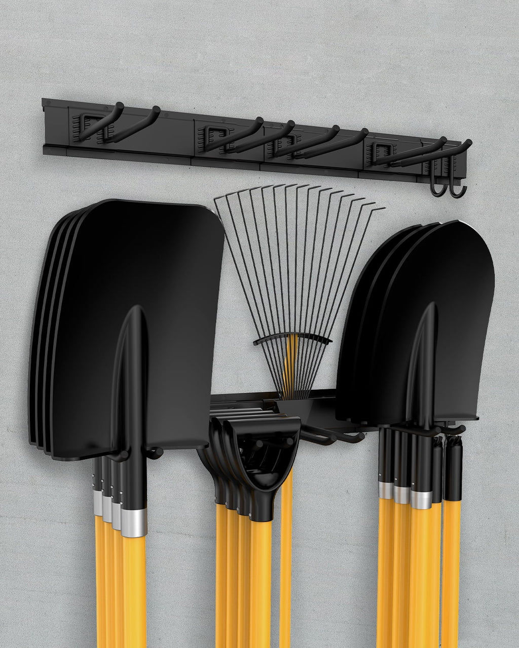 8 Piece Garage Tool Storage Rack, 32 Inches Wall Mounted Garage Organizer with 6 Adjustable Hooks, Heavy Duty Yard Tool Organizer for Garage, Holds up to 200