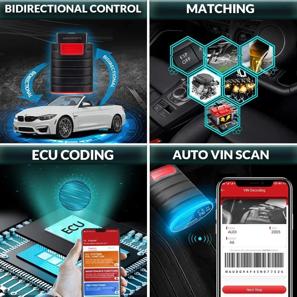 Bluetooth OBD2 Scanner Full Systems Car Diagnostic Tool Code Reader (2 Year Software Included) 15 Maintenance Functions for Cars Since 1996-