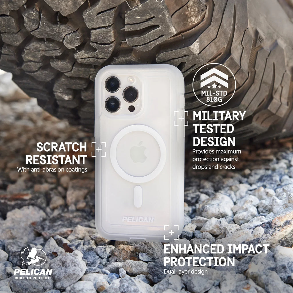 Pelican Voyager Series Apple iPhone 15 Pro Max Case with Belt Clip Holster [MagSafe Compatible] - Clear