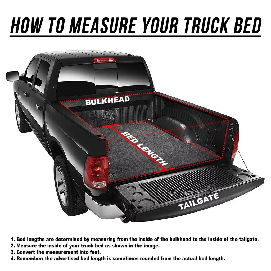 Auto Drive Soft Roll up Truck Bed Tonneau Cover Fits 94-10 Dodge Ram 1500 2500 3500 / 11-18 Ram 1500 2500 3500 8Ft Bed