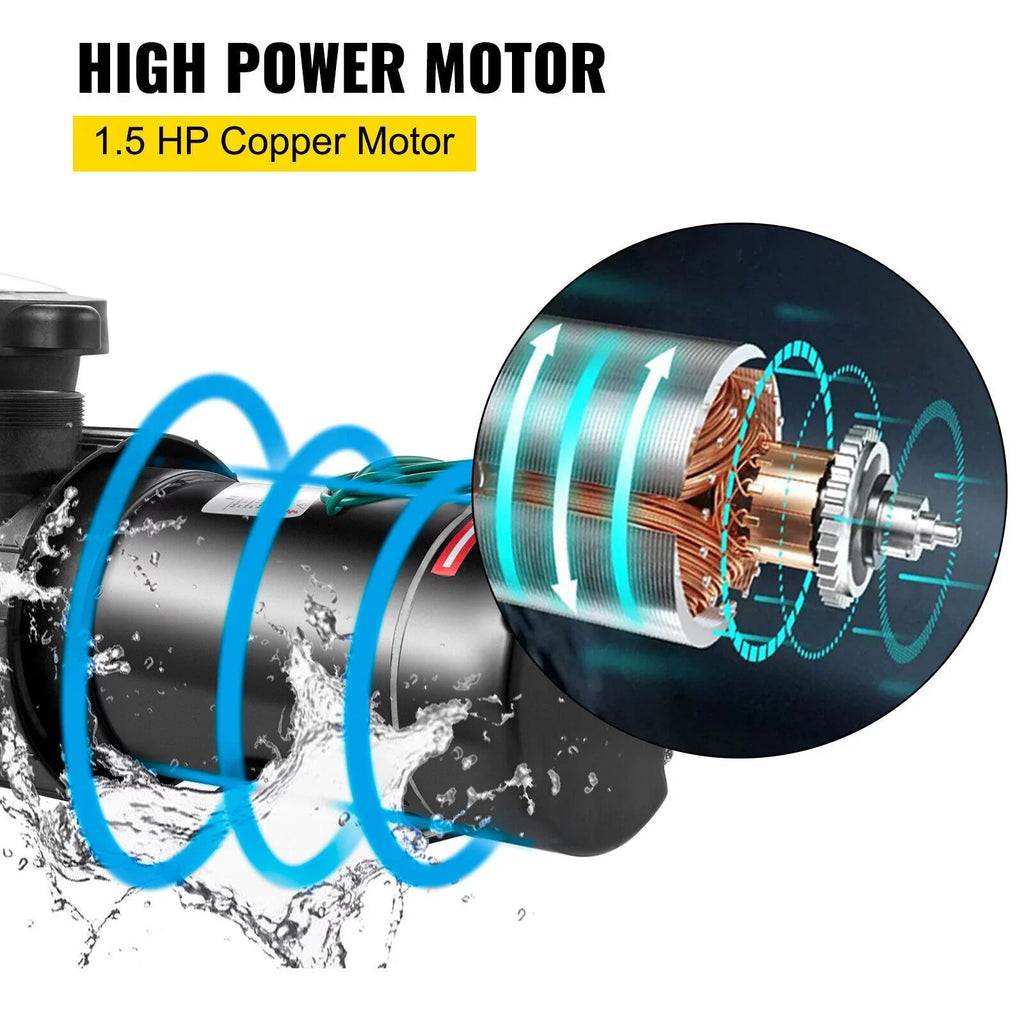 1.5HP 92GPM Above Ground  Swimming Pool Pump w/Strainer Filter 3450rpm 1100 W