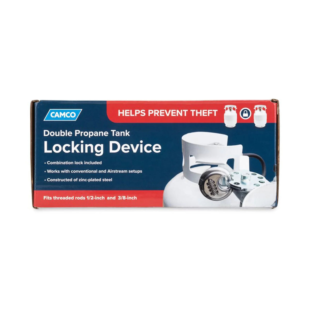 Camco Camper/ Double Propane Tank Locking Device | Features a Combination Lock for Keyless Access & Heavy-Duty Steel Design (40590)