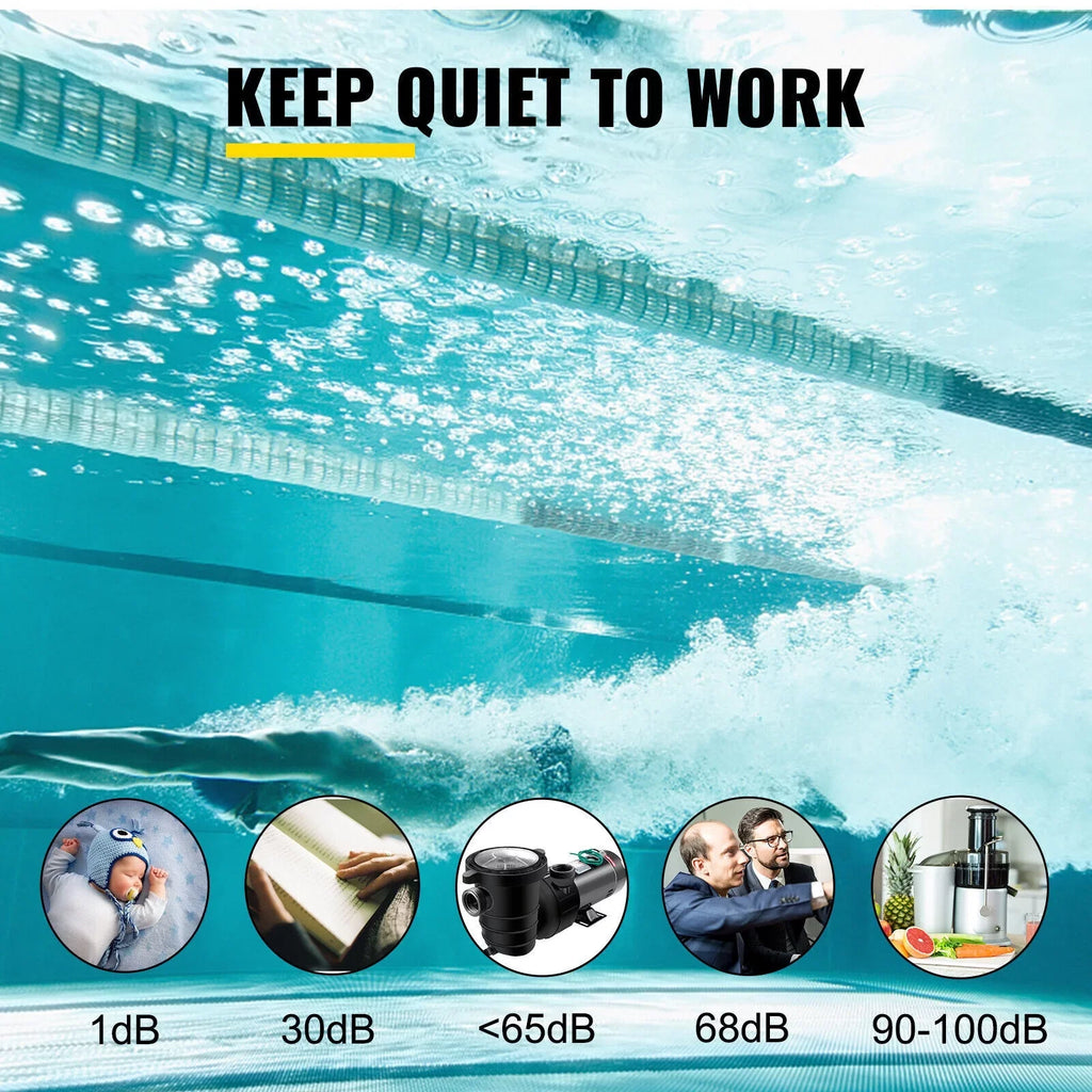 1.5HP 92GPM Above Ground  Swimming Pool Pump w/Strainer Filter 3450rpm 1100 W