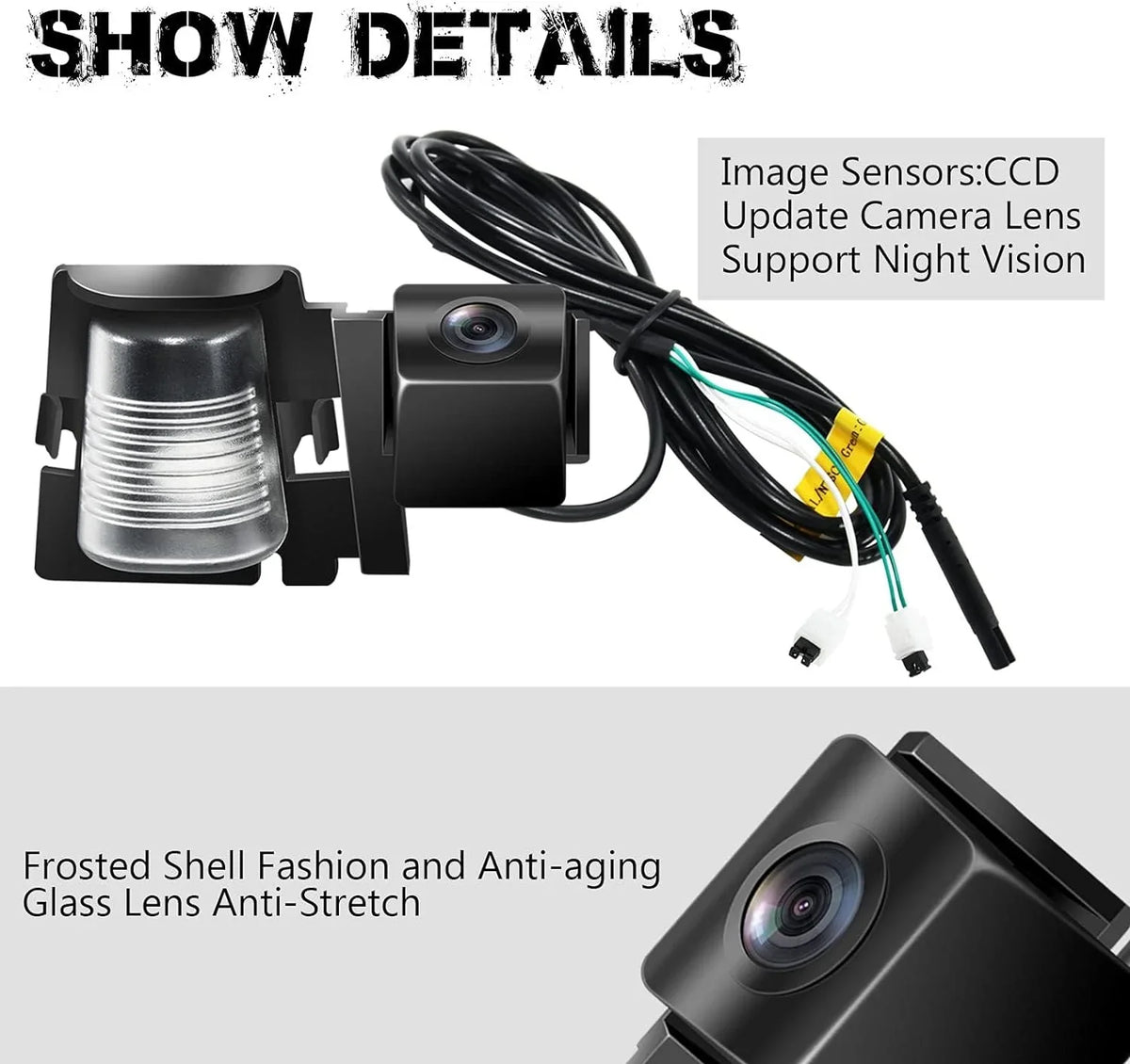 Aftermarket Backup Camera for Jeep Wrangler  2007-2018 Mouting on License Plate Bracket Reverse Rear View Parking Camera 170° Wide Vision Waterproof