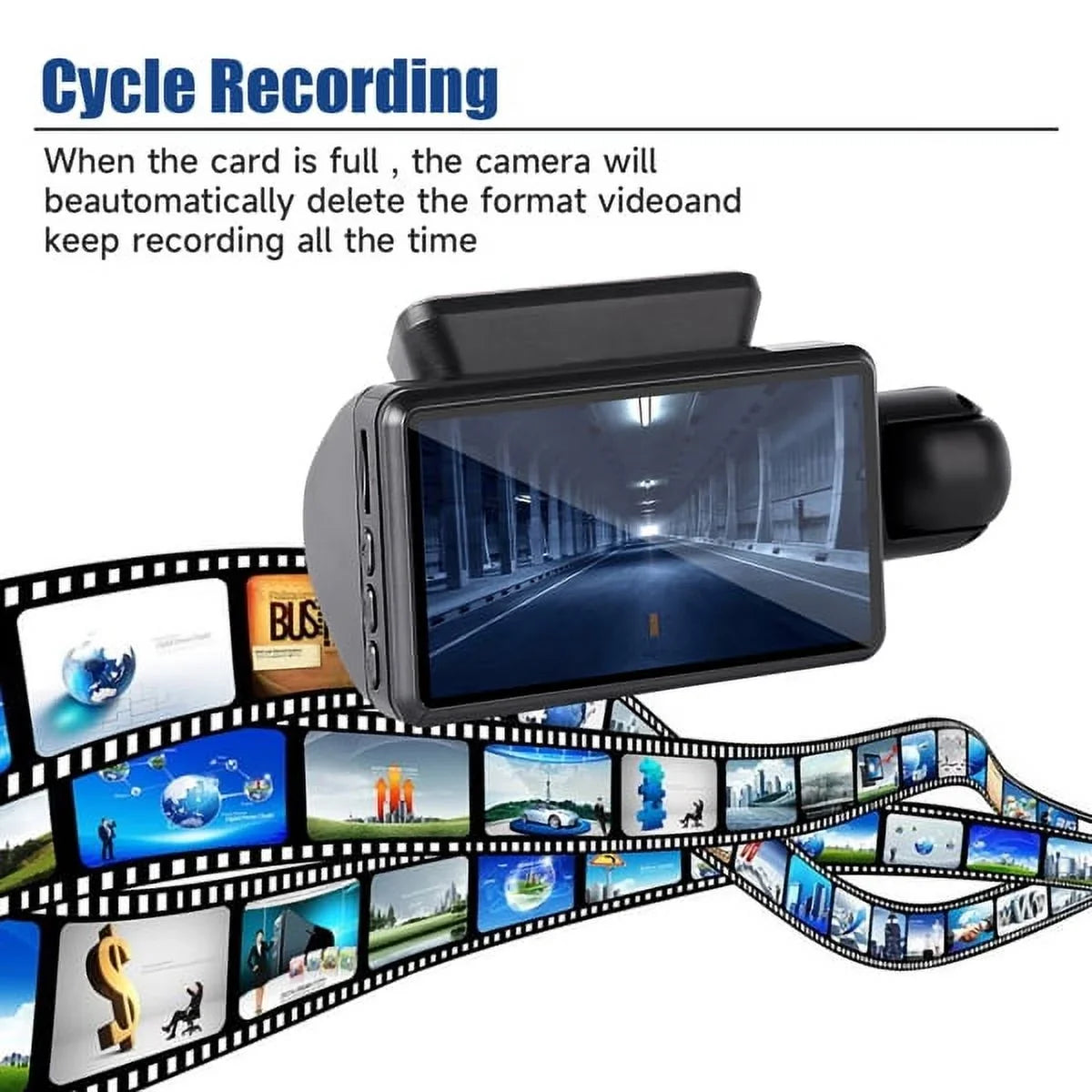 1080P Dash Cam Night Vision Dash Camera Front and Rear 170° Wide Angle Loop Recordin G-Sensor