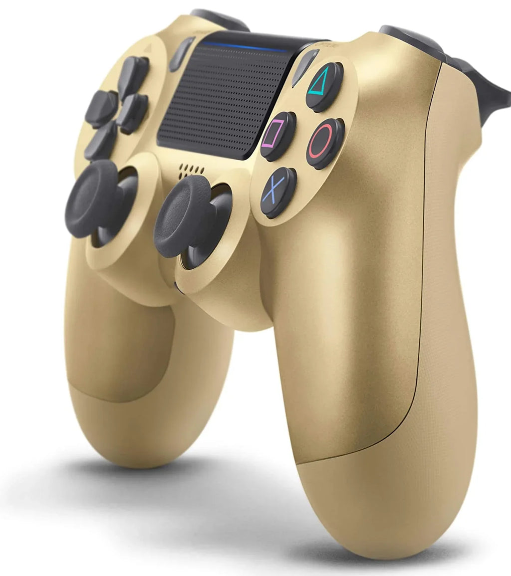Pre-Owned Sony Dual Shock Gold Gaming Controller For PS4 Console + Wireless Black Chatpad for PS4 Controller   Bundle. (Refurbished: Like New)