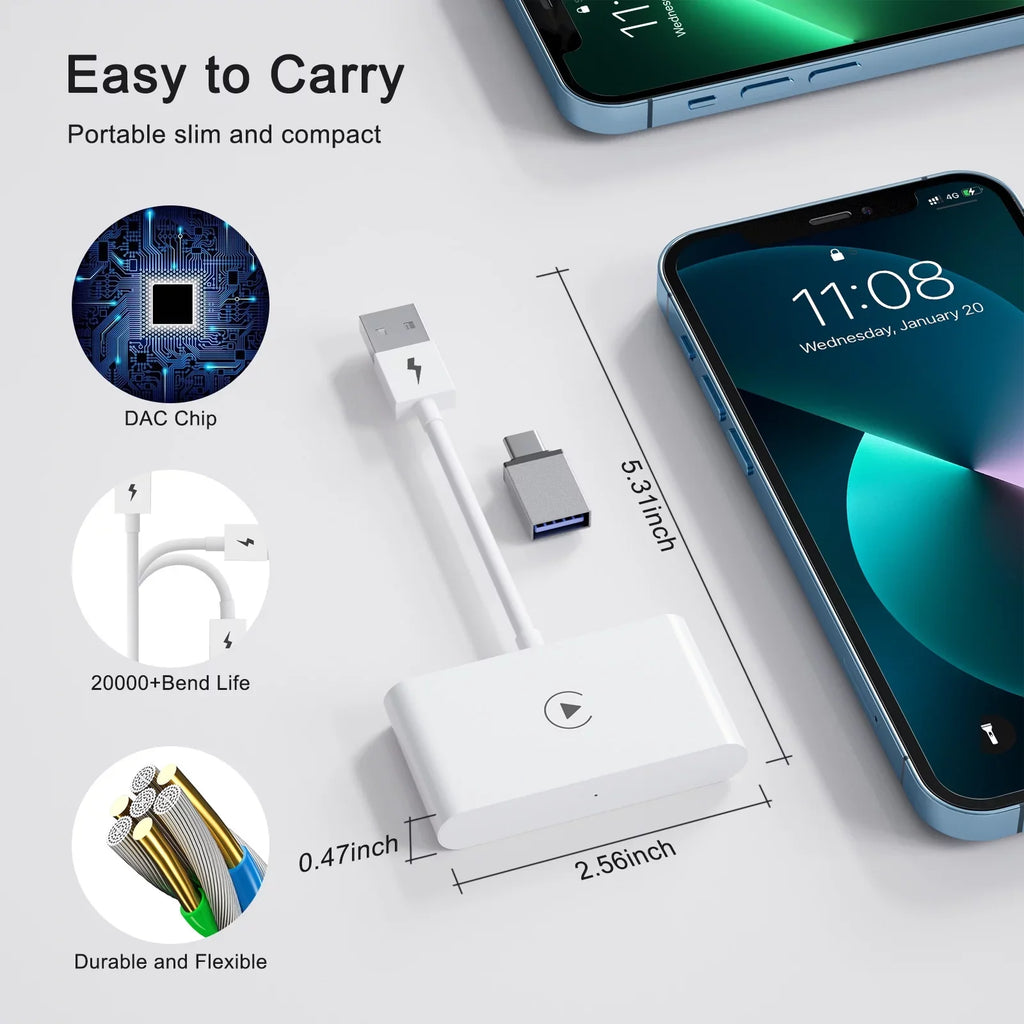 Replacement for Apple Wireless Carplay Adapter Dongle  iPhone  Car Navigation Player