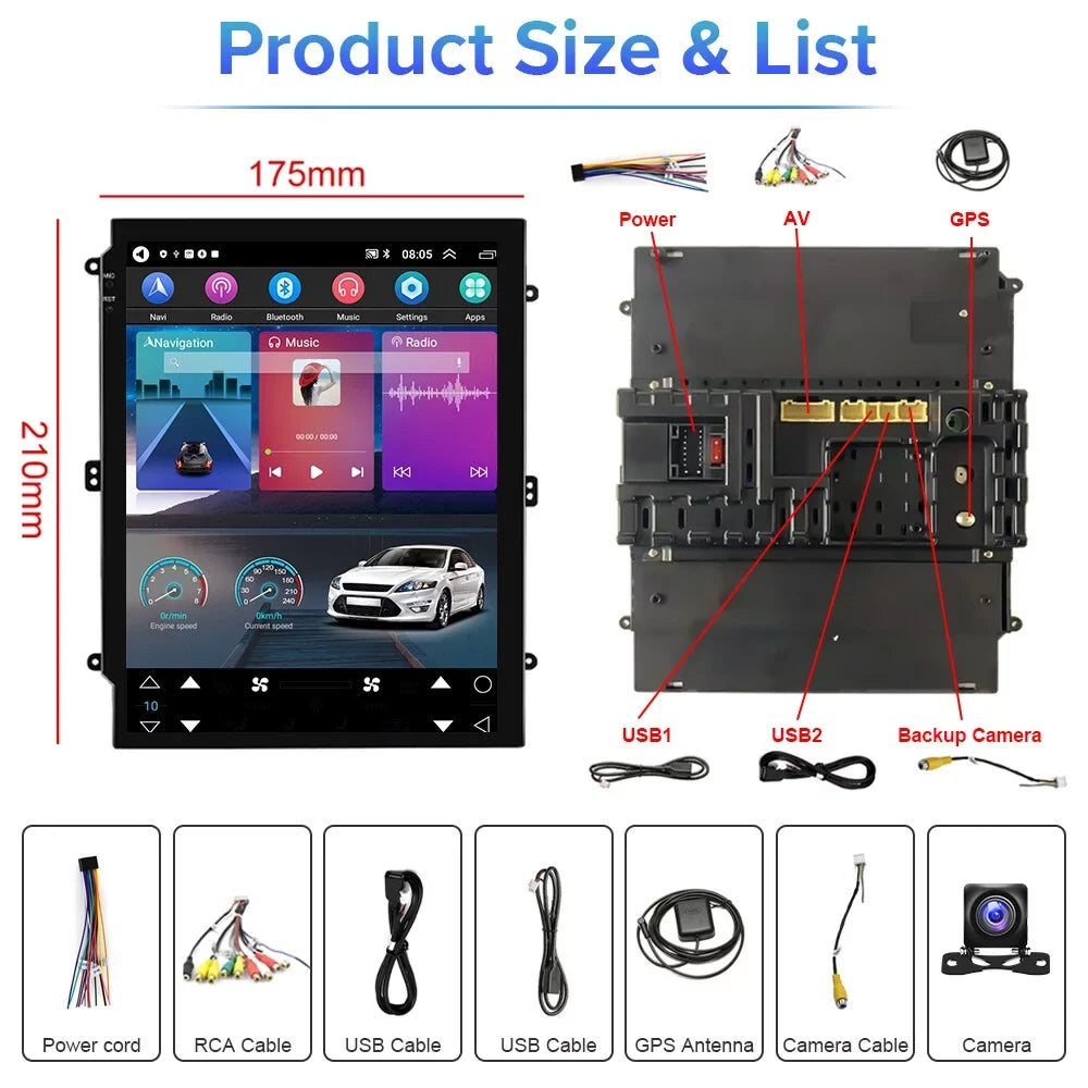 Podofo 2+64G for Ford Focus 2012-2018 Wireless Carplay Android Auto Mirror Link 9.7'' Touchscreen Car Stereo Radio Android 13  1080P    Bluetooth ,  Rearview Camera