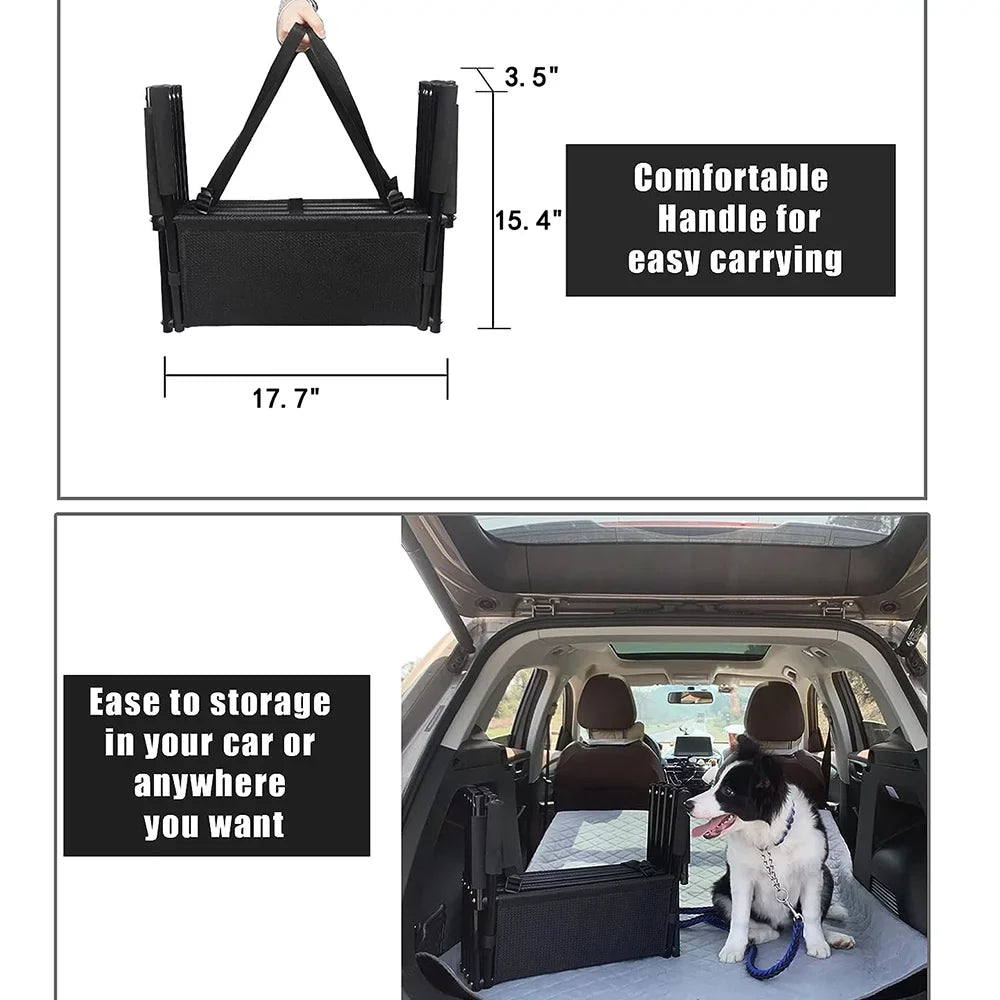 Sunb Foldable Pet Stairs Ramp,Metal Frame Portable 4 Steps Nonslip Stairs,Lightweight for High Beds,Trucks,,Car