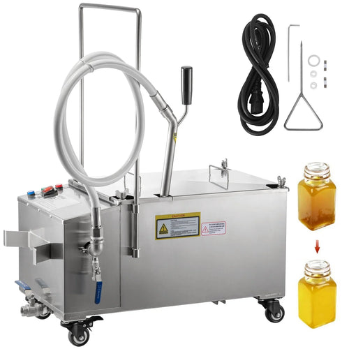 116 lbs Mobile Fryer Filter, 300W Oil Filtration System with Pump and Hose at 110V