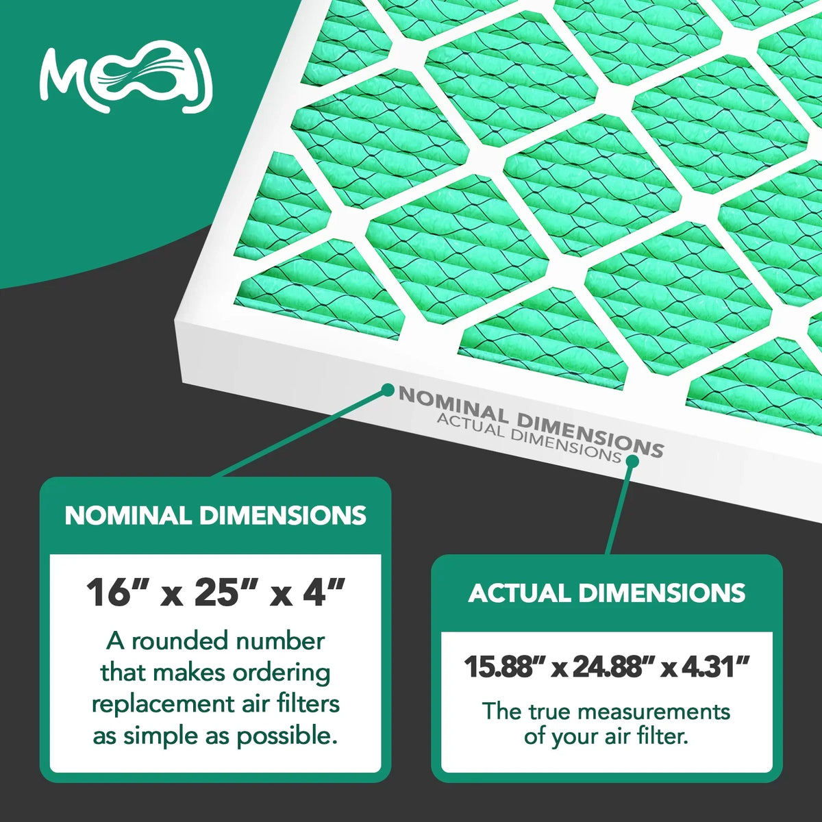 16x25x4 Air Filter (2-) |  13 |  Elite Bacterial & Viral Defense |    | Pleated Replacement Air Filters for  & Furnace Applications | Actual Dimensions: 15.88" x 24.88" x 4.31"