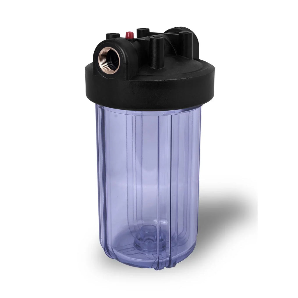 10" Transparent Big Blue Housing for Whole House Water Filtration System, 1 Brass Port & Mounting Hardware (3 pack)
