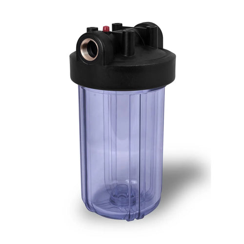 10" Transparent Big Blue Housing for Whole House Water Filtration System, 1 Brass Port & Mounting Hardware (3 pack)