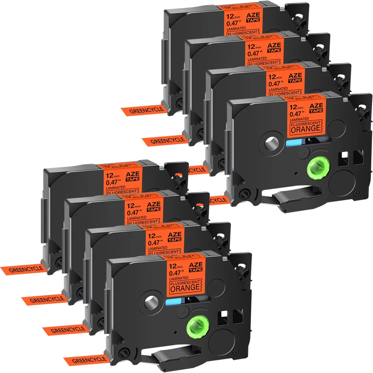 8 Pack Compatible for Brother P-Touch  TZe TZe-B31 TZB31 -B31 TZeB31 Label Tape 12mm 0.47'' Black on Fluorescent Orange Laminated use in Cube -D600 H110 D210 D400 Label Maker