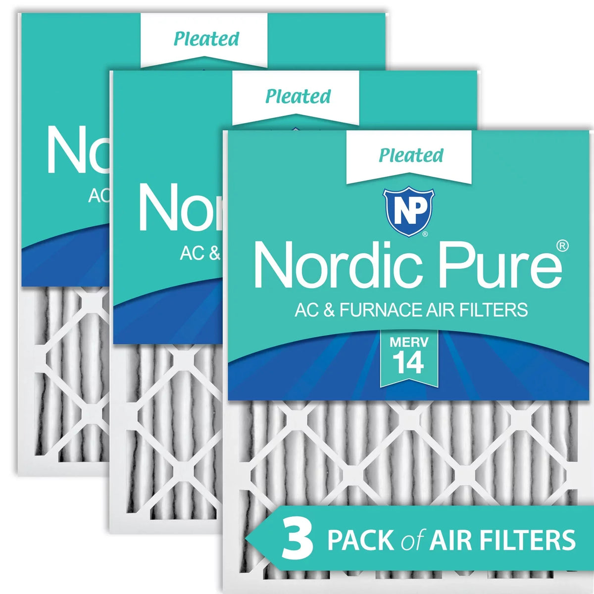Nordic Pure 24x30x2 Pleated  14 Air Filters 3 Pack