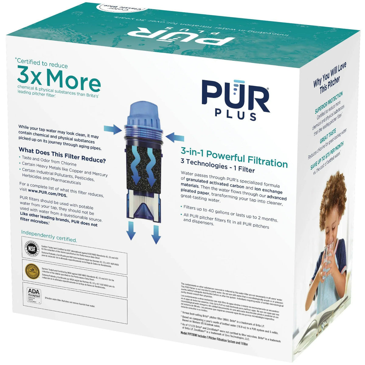 11 Cup Water Pitcher Filtration System White/Blue PPT110WA