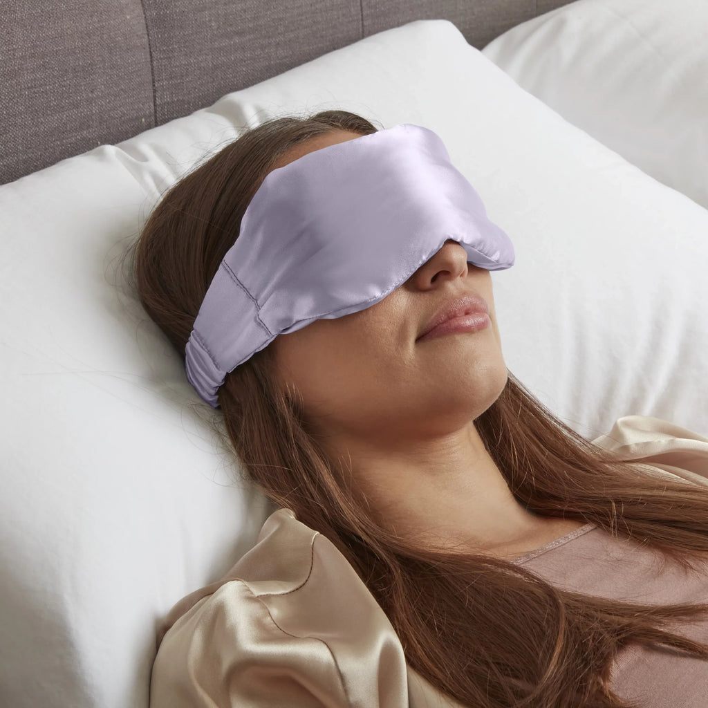 ConairCare® 2 pc Weighted Satin Eye Mask w/ Matching Drawstring Storage Bag Lavendar TS145X