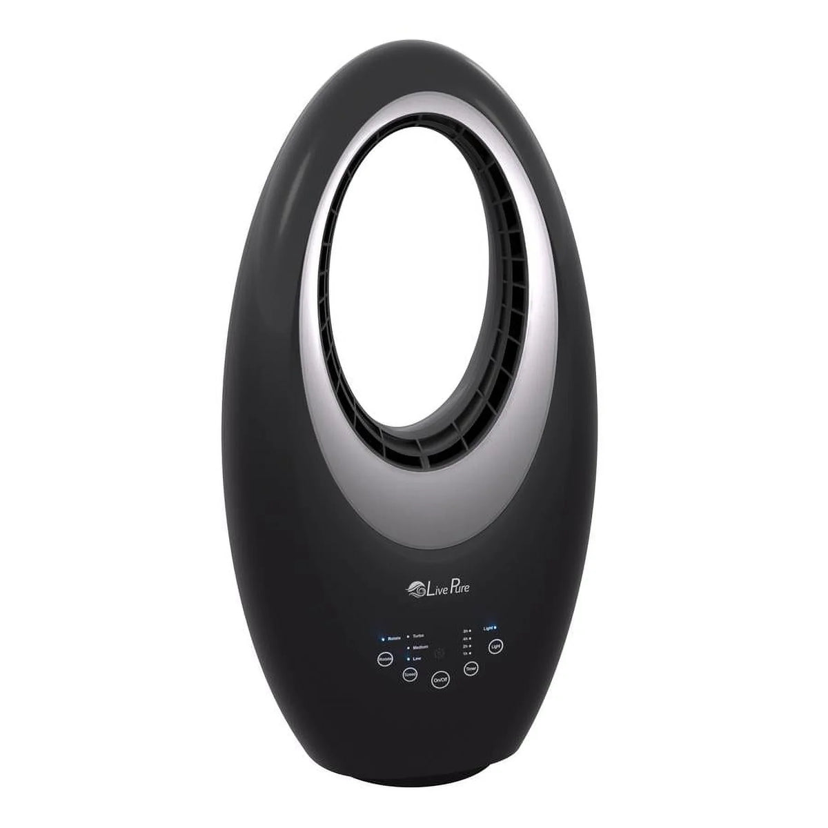 Livepure Bladeless Auto-Duster Fan, Oscillating Fan with Filter, Cooling Air Circulator- Graphite