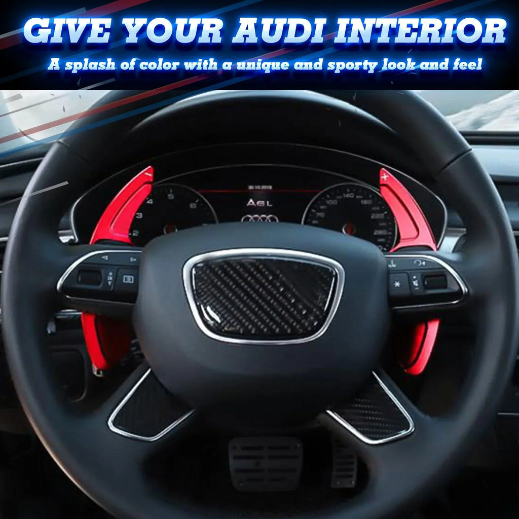 Xotic Tech Steering Wheel Paddle Shifter Cover Trim,  Aluminum Alloy, Compatible With Audi A3 A4 A5 A6 A7 A8 S3 S4 S5 S6 S7 S8 RS3 RS6 Q3 Q5 SQ5 Q7 (Red)