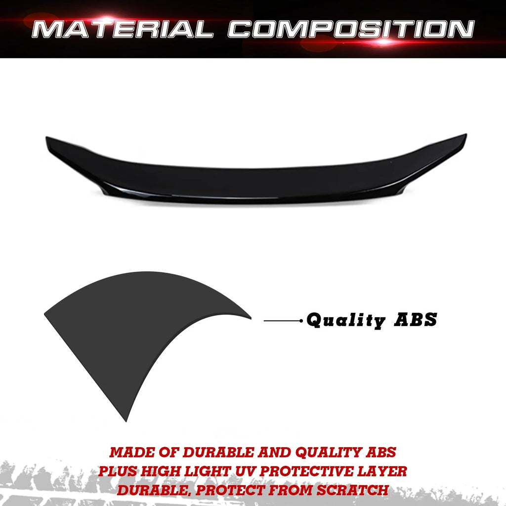 Xotic Tech 4DR  Style Glossy Black Rear Trunk Lip Wing Spoiler Compatible with Honda Civic 2016-2021 10th Gen