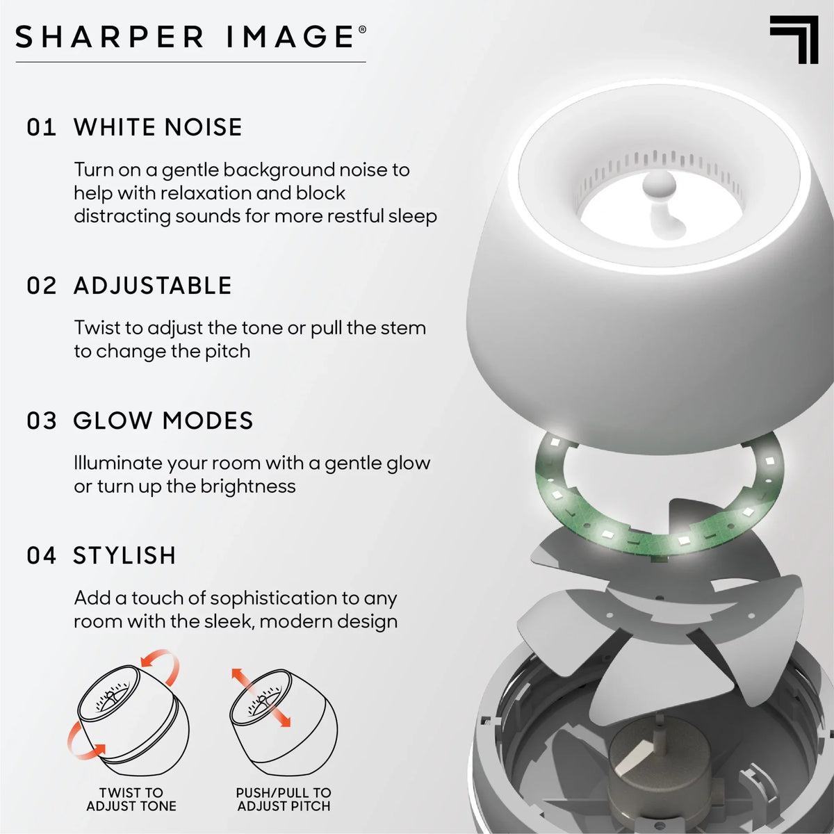 Sharper Image® Sound Soother Wind, White Noise Machine With  Glow